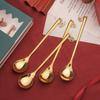 HANYANG Tableware Stainless Steel Spoon God of Fortune Lion Dance Gold Dessert Spoon Fortune Cat Fruit Fork