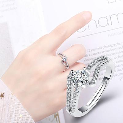 New   Copper Simple 5A Zircon Classics Rings For Women Cassic Wedding Engagement Wedding Bands Fine Jewelry Gift