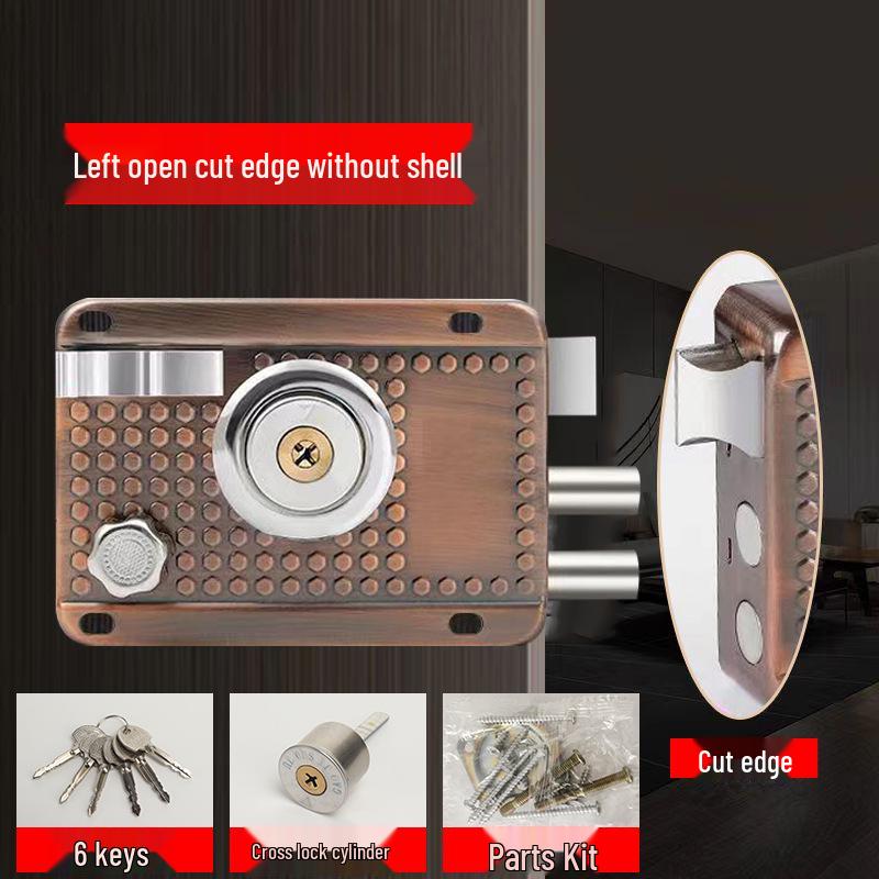 Cerradura de Puerta Antirrobo de Acero Inoxidable Bronce Rojo para Puertas de Madera o Hierro, Uso Doméstico o de Dormitorio, Con Núcleo de Cobre