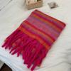 Korean Version of Striped Seahorse Hair Scarf Winter Girls High-end Pulling Color Warm Scarf Student Couple Shawl