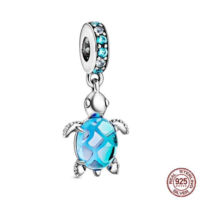 

100% настоящее серебро 925 пробы, серия Ocean, краб, черепаха, русалка, подвески, бусины, подходят для оригинальных модных браслетов, ювелирные изделия, подарки