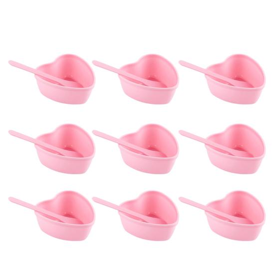 Plastic Facial Masque Bowl Set Heart-Shaped Mixing Bowls Brushes Reusable Skin Care Tools for Women Face Mixing