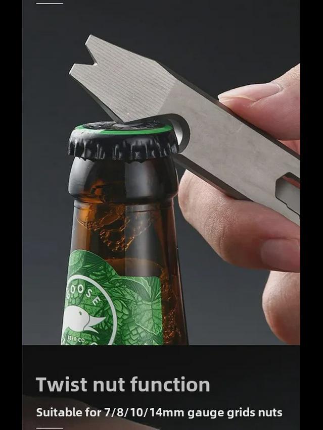 Titanium Alloy Multifunctional Outdoor Crowbar and Bottle Opener with Wrench for Self-Defense and EDC.