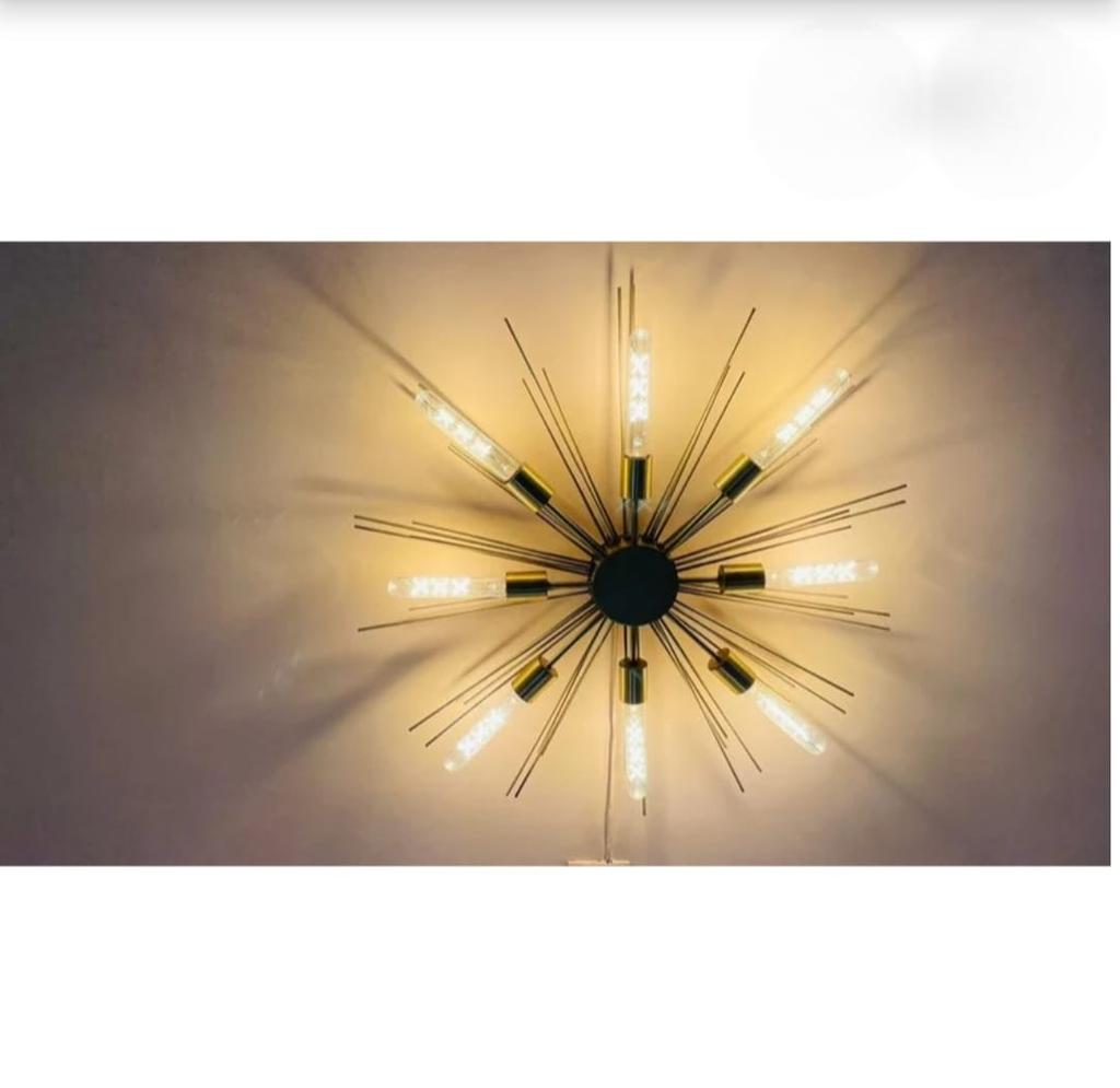 Stilnovo Style 8 Lights Shade Sputnik Chandelier Modern Ceiling Light Fixture Raw Brass