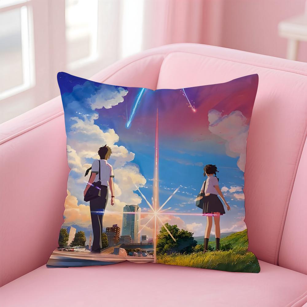 Anime YYou NameS Cushion Cover Pillow Case Soft Friendly Fabric  Concealed Zipper