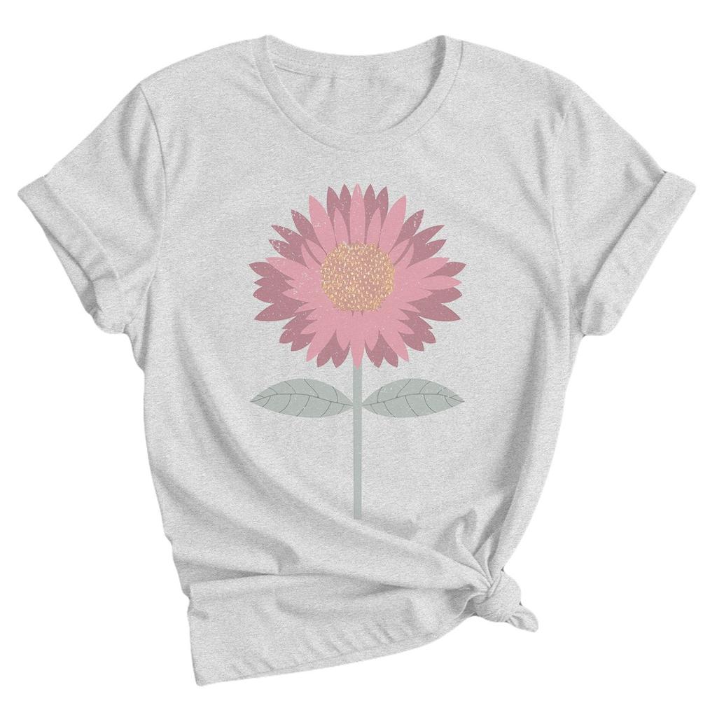 Distressed Pink Flower Floral Nature Womens 100% Cotton T-shirt Mens Tees Top