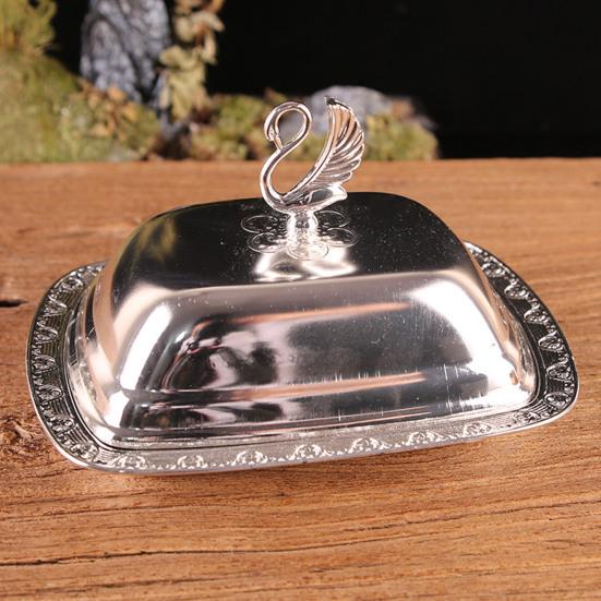 Food Container with Lid Dustproof Stainless Steel Butter Dish Box Serving Tray Hotel Supplies