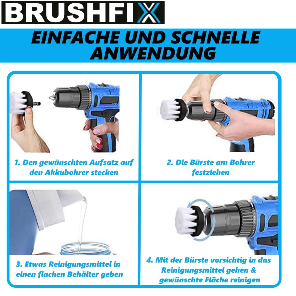 Brosse de fixation BRUSHFIX, tournevis sans fil, perceuse, sellerie cuir voiture [lot de 4]