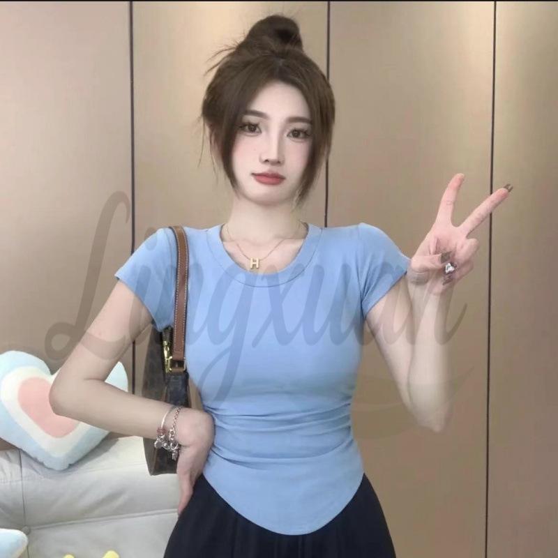 2026 Trendy Women's Pleated Short-Sleeve T-Shirt - Hot Girl Style