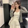 Grey Slimming Long Sleeve Knit Cardigan for Women - Casual and Versatile for Early Spring & Autumn