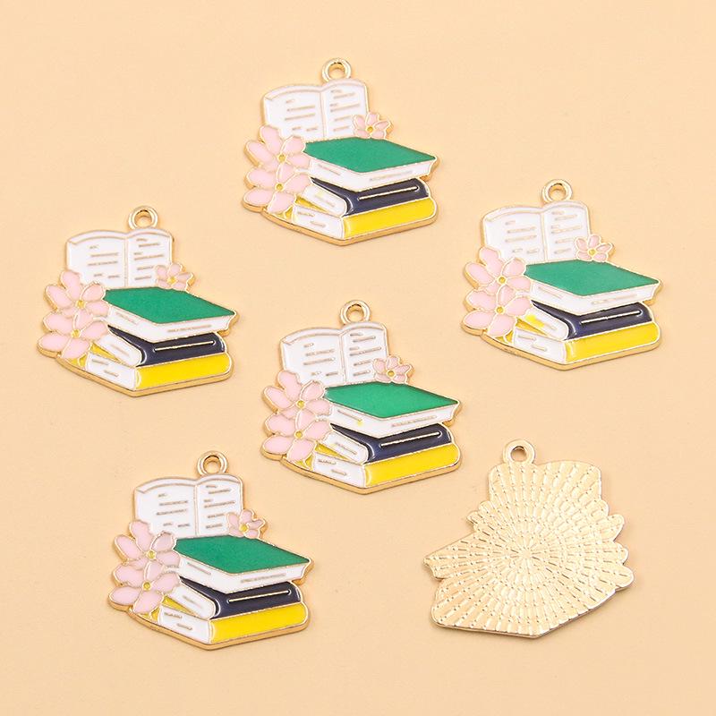 Graduation Season DIY Alloy Enamel Charms: Cap, Flowers, and Book Pendants