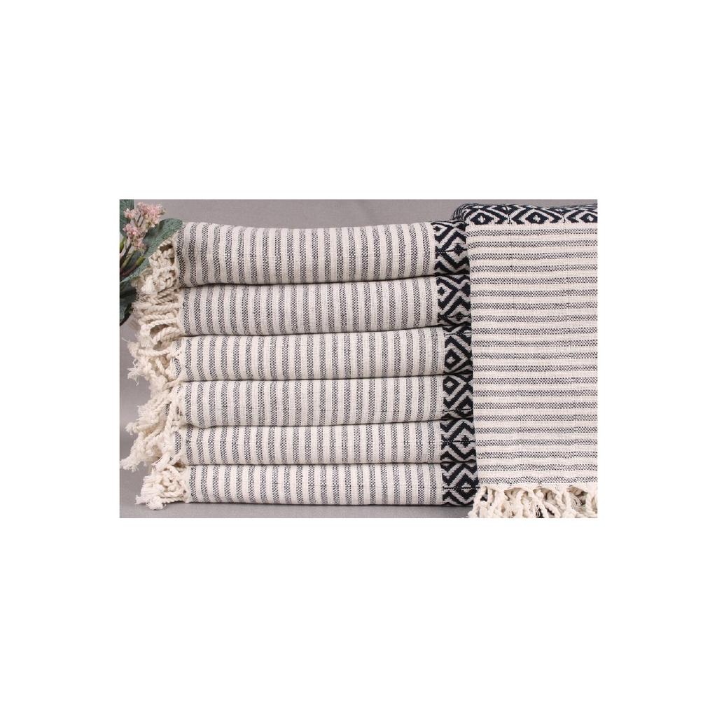 Peshtemal Black 95x190 Cm Cotton Beach Peshtemal Beach Towel