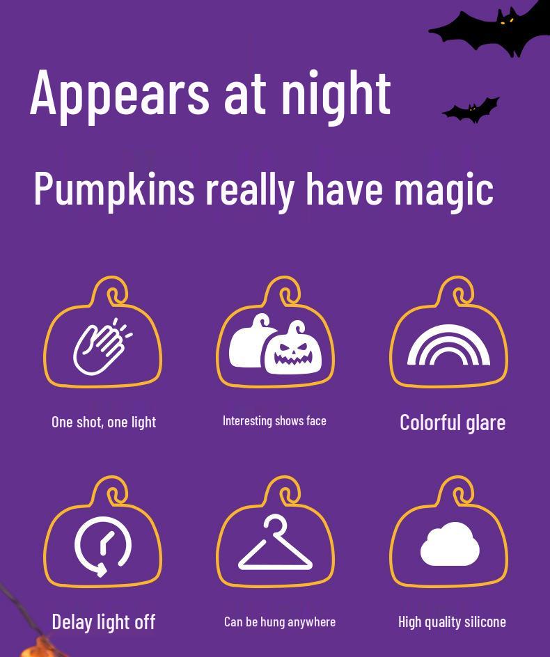Rechargeable Halloween Pumpkin Silicone Night Light - Decorative Bedside Atmosphere Lamp