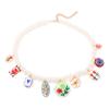 Light luxury elegant alloy drip printing tag pendant imitation pearl beaded necklace exquisite banquet versatile woman