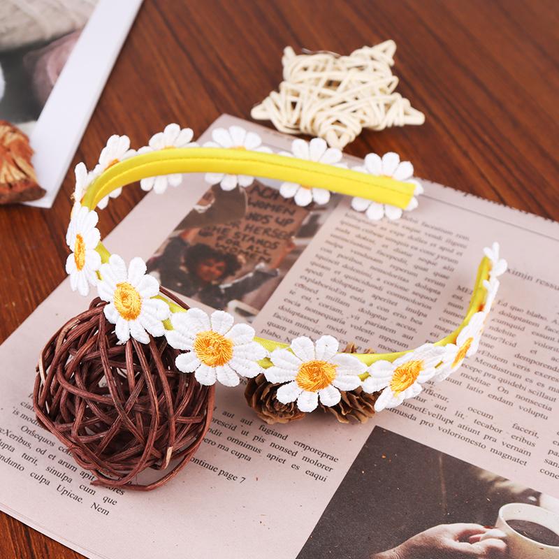 Boho Chic Daisy Girls Headbands Women Solid Embroidery Flower Hair Bands Kids Candy Chrysanthemum Headwear Hair Accessories