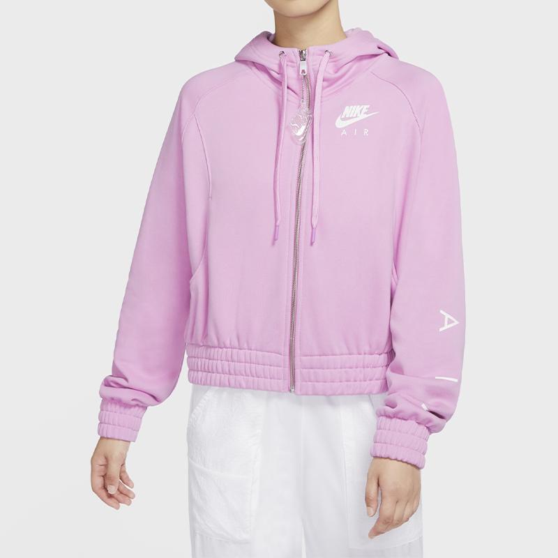 Nike Air Full-Zip Drawstring Casual Sports Hoodie Women Jackets Vibrant-Pink CU5443-680