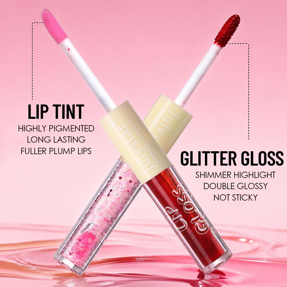 6pcs 2-in-1 Dual-Ended Lip Gloss Stick, High Shine Mirror Glossy Lip Tint & Sparkling Glitter Sequins Lip Oil, Long Lasting Hydrating Multi-use Makeup