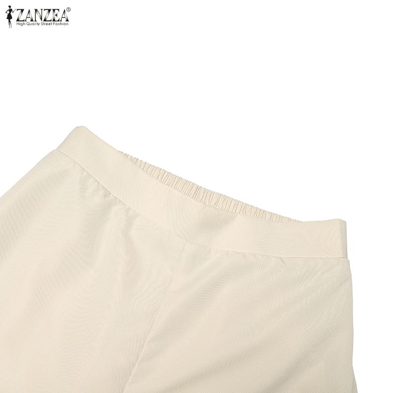 ZANZEA Damen Kurzarm Bluse und Hose Sommer Zweiteiler Anzugsets