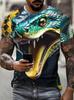 Fashion 3D Snake Printed T Shirt for Men Funny Animal Pattern Oversized T-Shirt Summer Hip Hop Trend Clothing Casual O-Neck Tops