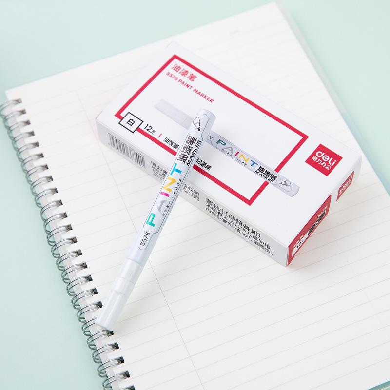 Deli S576 Fine Art Paint Marker - Silver, White, Black, Red Touch-Up Pen