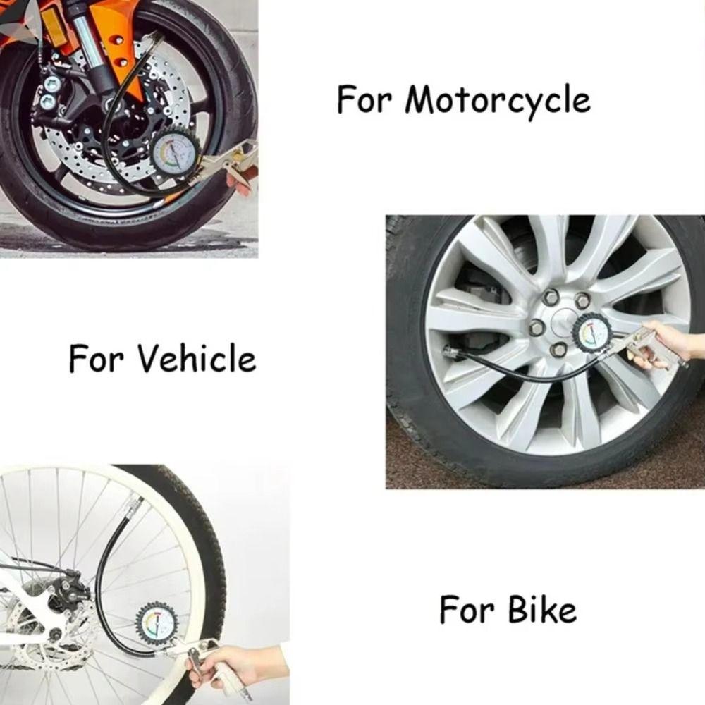 Dial Meter Tire Inflation Gauge Tire Repair Pressure Monitoring Tester Inflator Pump  Motorcycle