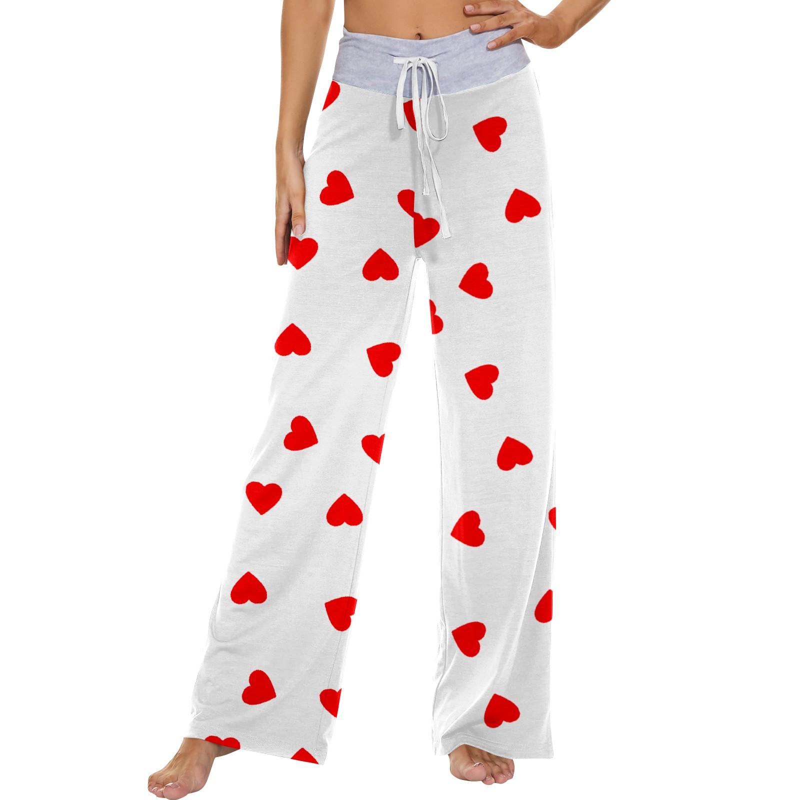 

Женские модные повседневные удобные пижамные брюки с принтом и широкими штанинами на шнурке M белый