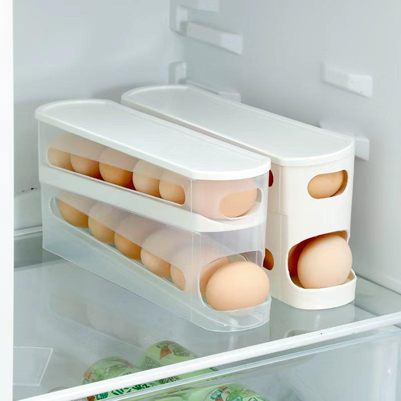 Food Grade Rolling Egg Storage Box with Lid for Refrigerator or Freezer