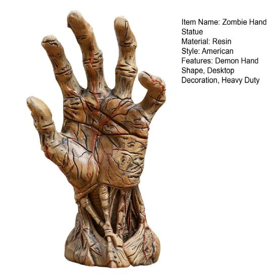 Halloween Demon Hand Statue Gothic Zombie Hand Figurine Resin Creepy Palm Sculpture Home Office Desktop Ornament Decoration