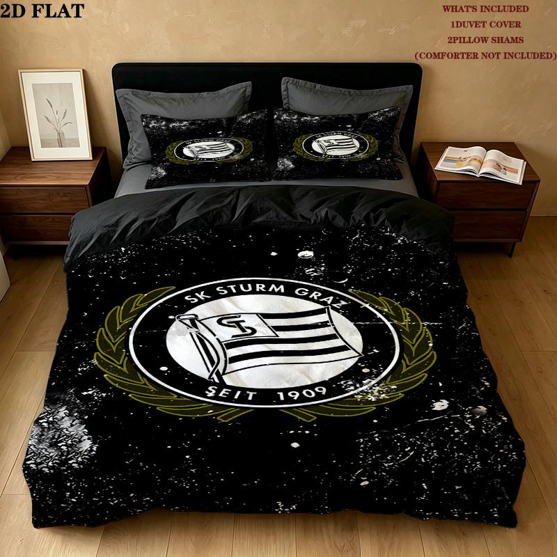 Sk Sturm Graz Pattern Bedding Quilt Set Quilt Cover Pillowcase Home Birthday Gift(1 * duvet cover + 2 * pillowcase, without core)