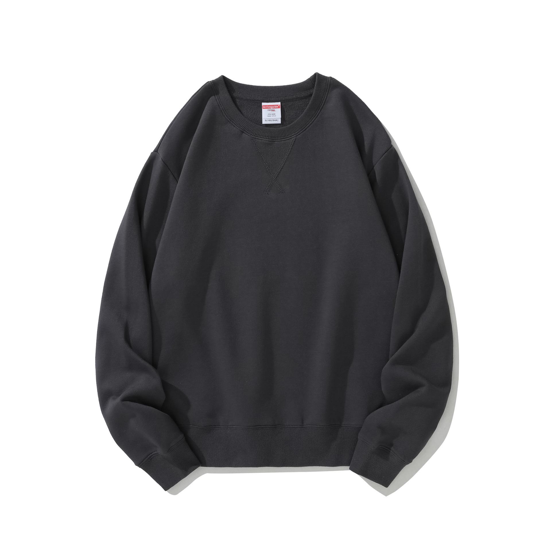

Men s 380g Pure Cotton Heavyweight Hoodie, Long Sleeve Pullover Base Layer, Thick Round-Neck Sportswear S