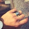 1PC Flush Playing Card Ring Men and Women Personality Domineering Retro Old Diamond Square Opening Ring