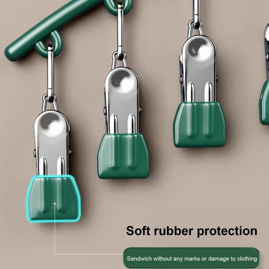 Sock Saving Drying Hanger Waterproof Space Stainless Steel Laundry Rack Peg Hanger with 10