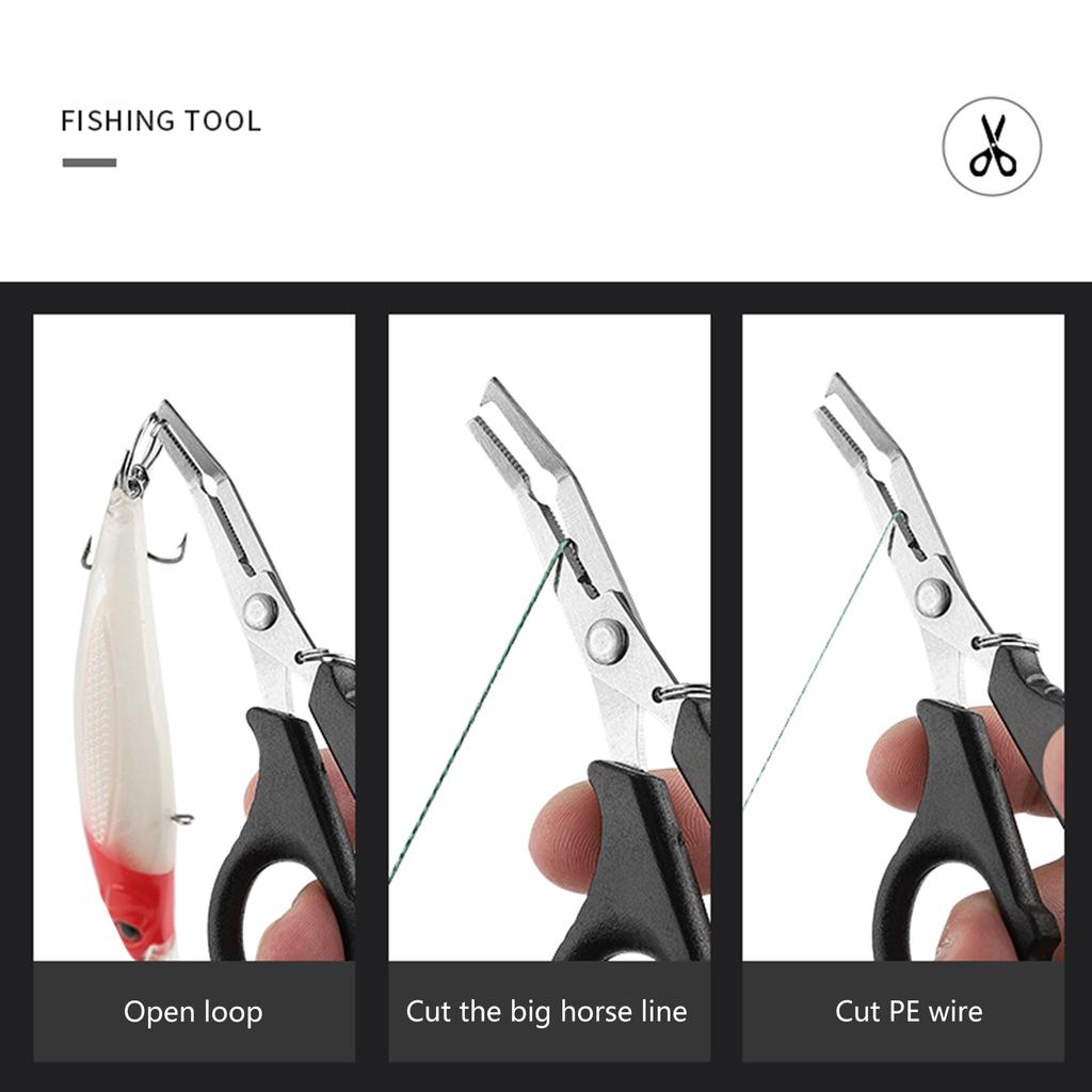 Multifunctional Fishing Plier Fish Hook Remover PE Line Cutter Scissors with Hooked Tip Practical Fishing Tool Durable