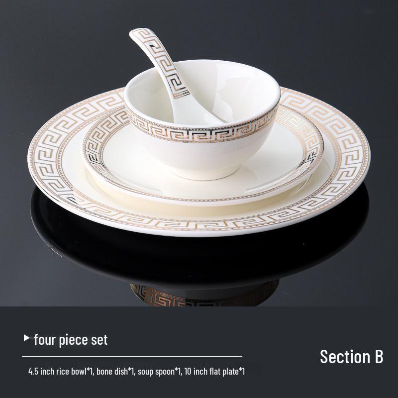 Hotel Restaurant Ceramic Tableware Set: Plates, Bowls, Cutlery, Chopsticks for Private Rooms - 7 or 8 Pieces