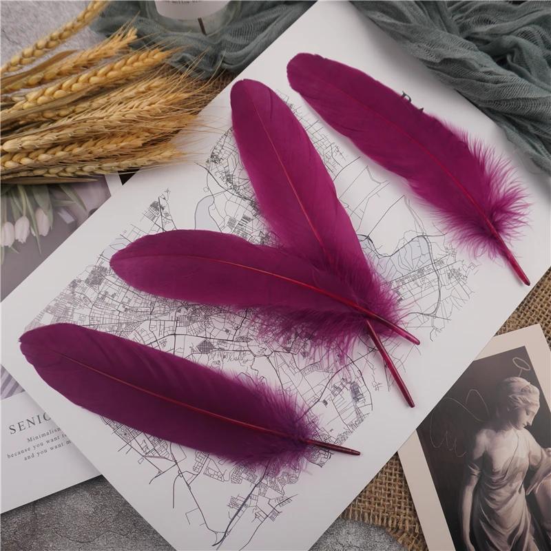15-20cm Hard Stick Goose Feathers Natural Swan Pluma Handicraft Accessories Colorful Dream Catcher Feather Decoration