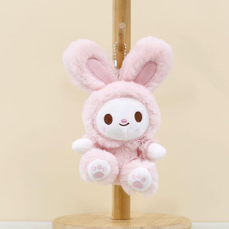 Charming Little Bunny Plush Keychain Super Soft Rabbit Toy Cuddly Key Accessory Pink