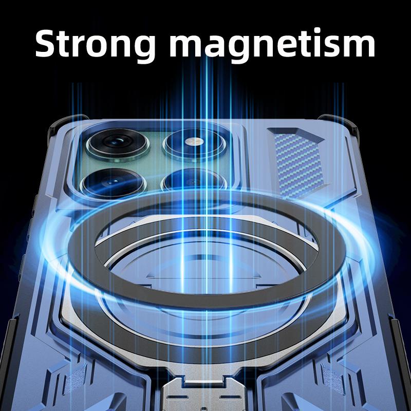 KEYSION Shockproof Magnetic Case for Motorola Edge 60 Fusion 5G Upright Live Ring Stand Phone Back Cover for MOTO Edge 60 60S 5G