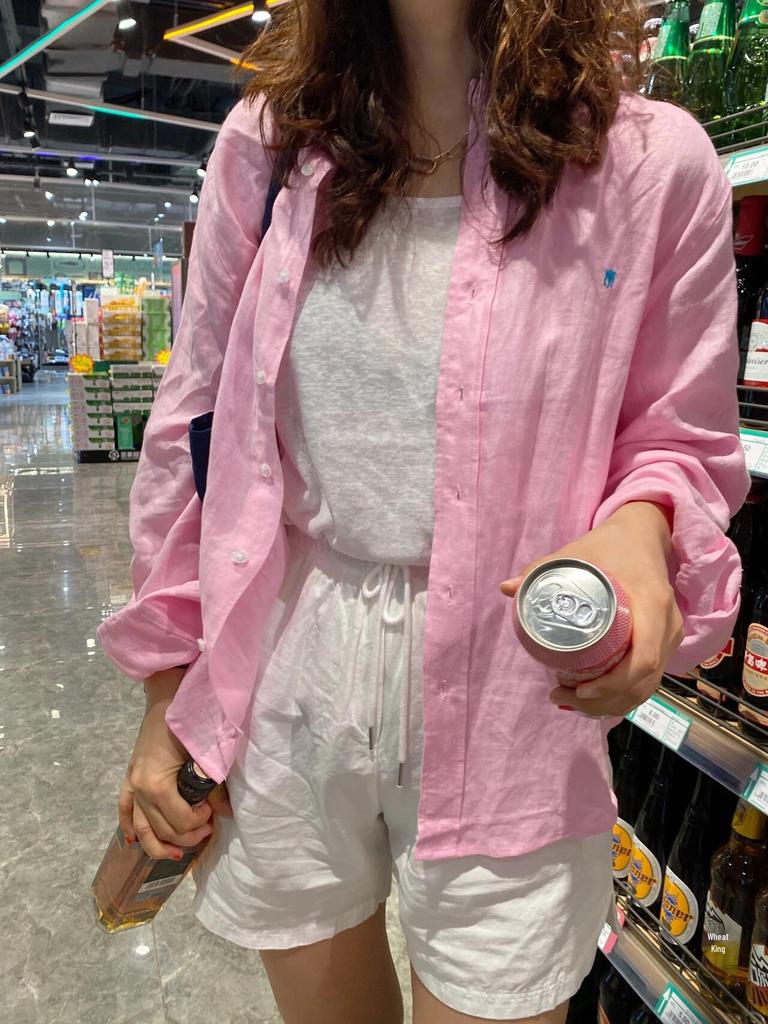 RL Ralph Lauren Small Pony Logo Linen Sun Protection Long Sleeve Polo Shirt - Men's & Women's Spring/Autumn Collection.