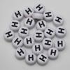 7mm White Flat Black Letters 100pcs Coin Spacer Beads Acrylic Plastic Jewelry Making DIY Bracelet Necklace