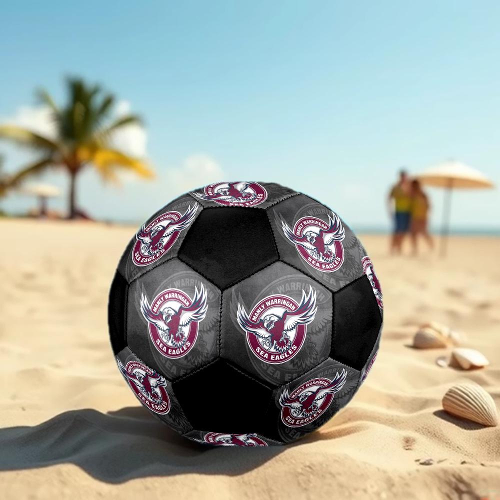 SIZE 5 Manly Warringah Sea Eagles Soccer Ball Colorful All Ages Machine Stitched PVC Competition Ready Durable High-Bounce