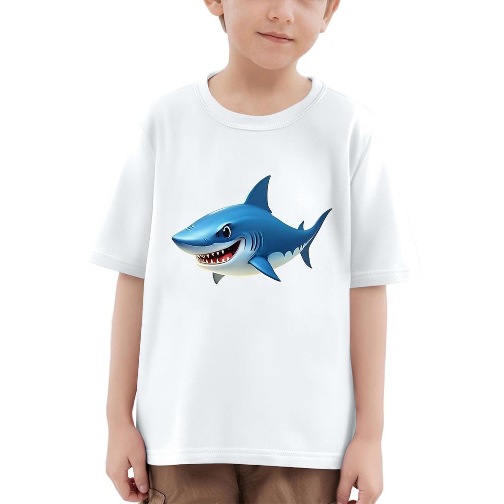 Dziecięcy T-shirt z krótkim rękawem i okrągłym dekoltem, z nadrukiem zwierzęcym, codzienny