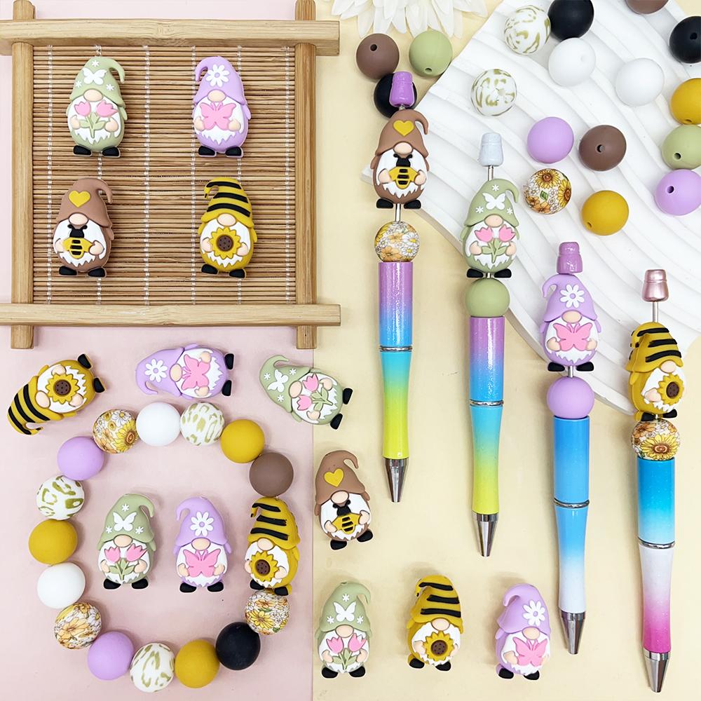 25/32/54PCS 3D Cute Dwarf Silicone Bead Set, perfect for DIY handmade crafts such as keychains, necklaces, bracelets, etc