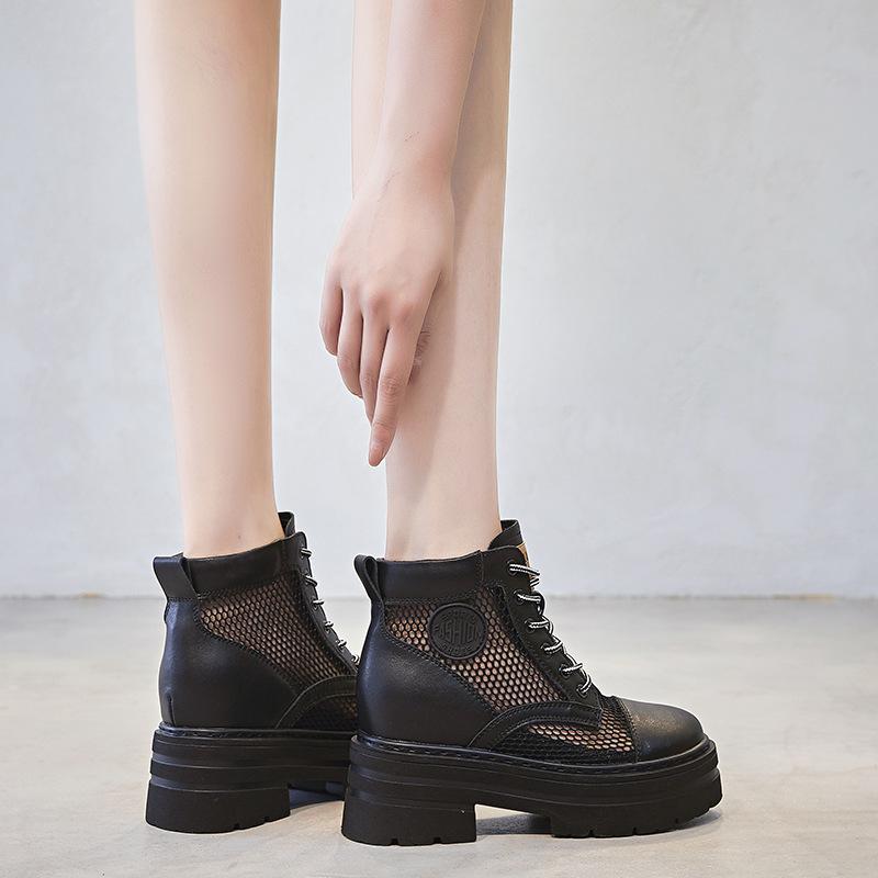 New inner heightening Martin boots summer retro boots short boots big yellow boots small man