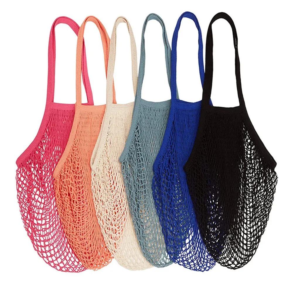 Portable Shopping Mesh Bag Foldable Cotton Mesh Bag Supermarket Vegetables and Fruits Portable Storage Mesh Bag