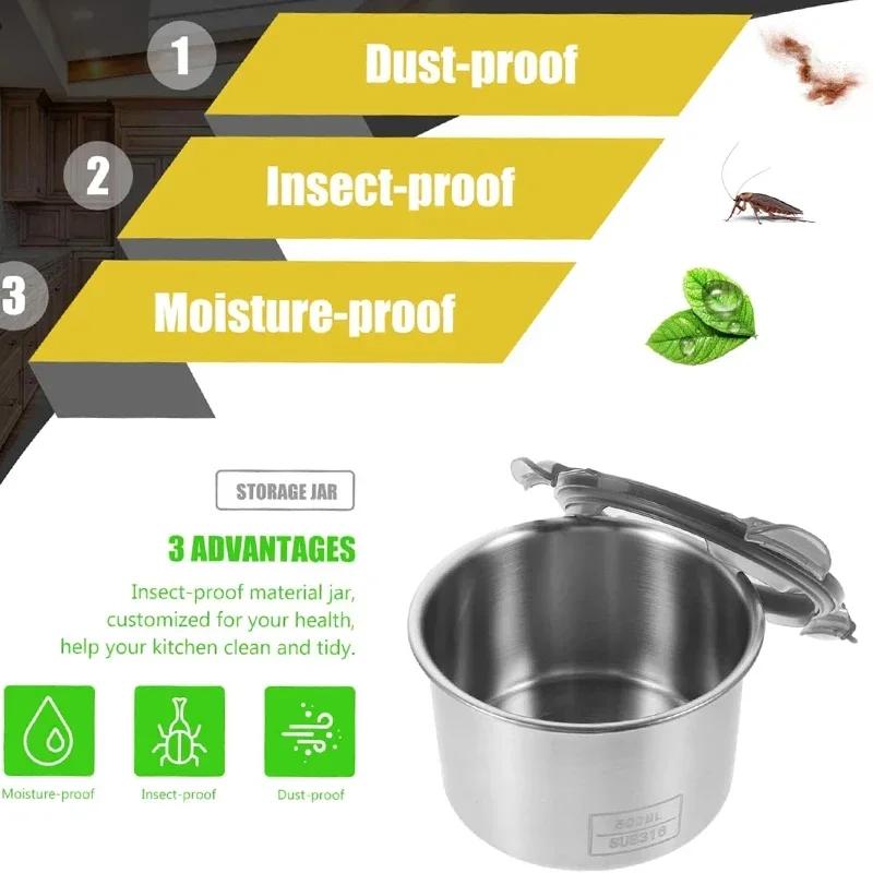 Stainless Steel Food Container Sealed Tank Food Coffee Beans Snack Storage Cans Tea Leaf Container Organizer Kitchen Accessories