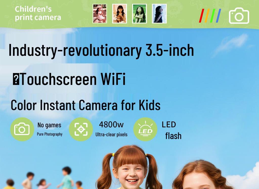 Colorful HD Instant Print Digital Camera for Kids – Multifunctional Holiday Gift