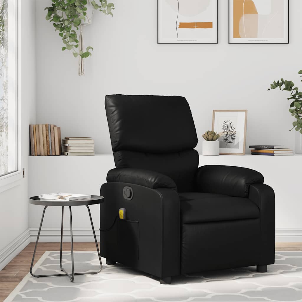Massage Relax Chair Synthetic Leather Black