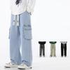 Autumn Men Cargo Jeans Baggy American High Street Y2K Pocket  Overalls Fashion Streetwear Vintage Wide Leg Pants