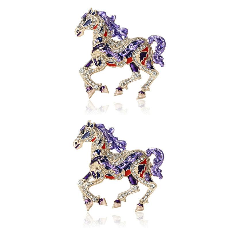 1Pc Animal Decoration Commemorative Gift Diamond Studded Fresh Zinc Alloy Sweet Pony Brooch