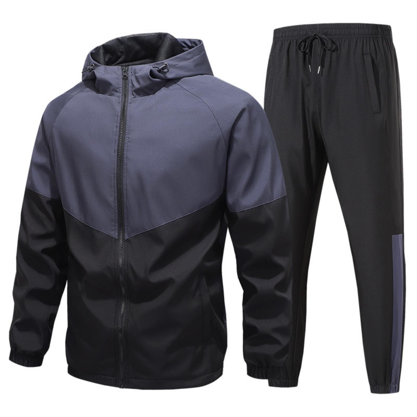

Men s Casual Color-blocking Windproof Sweatshirt And Sweatpants, Men s Hooded Zipper Sweatshirt And Sweatpants Two-piece Set S фиолетовый